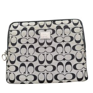 Coach Poppy Black and Gray tablet or iPad Bag with Monogram Pattern